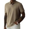 image:imageOYOANGLE Mens Short Sleeve Golf Shirts Textured Performance Casual Collared T ShirtsBrown