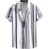 image:imageOYOANGLE Mens Striped Short Sleeve Shirt Button Down Hawaiian Casual Shirts TopsWhite