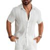 image:imageOYOANGLE Mens Summer Casual Shirts Button Down Shirt for Men Short Sleeve Vacation Beach Fashion ShirtWhite