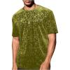 image:imageOYOANGLE Mens Velvet Crew Neck T Shirt Floral Short Sleeve Party Tee Tops StreetwearGreen