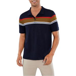 image:imageOYOANGLE Mens Polo Shirts Short Sleeve Striped Golf Shirts Casual Office Collared T ShirtMulticolor