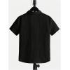 image:imageOYOANGLE Boys Short Sleeve Button Down Shirt Textured Collared Casual Uniform TopBlack