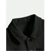 image:imageOYOANGLE Boys Short Sleeve Button Down Shirt Textured Collared Casual Uniform TopBlack