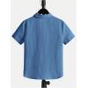 image:imageOYOANGLE Boys Short Sleeve Button Down Shirt Textured Collared Casual Uniform TopBlue