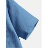 image:imageOYOANGLE Boys Short Sleeve Button Down Shirt Textured Collared Casual Uniform TopBlue