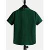 image:imageOYOANGLE Boys Short Sleeve Button Down Shirt Textured Collared Casual Uniform TopDark Green