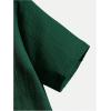 image:imageOYOANGLE Boys Short Sleeve Button Down Shirt Textured Collared Casual Uniform TopDark Green