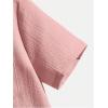 image:imageOYOANGLE Boys Short Sleeve Button Down Shirt Textured Collared Casual Uniform TopDusty Pink