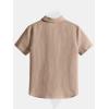 image:imageOYOANGLE Boys Short Sleeve Button Down Shirt Textured Collared Casual Uniform TopKhaki