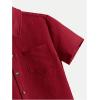 image:imageOYOANGLE Boys Short Sleeve Button Down Shirt Textured Collared Casual Uniform TopRed