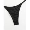 image:imageOYOANGLE Womens Metallic Thong Bikini Bottom Low Rise Cheeky Swim Bottoms BeachwearBlack