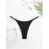 image:imageOYOANGLE Womens Metallic Thong Bikini Bottom Low Rise Cheeky Swim Bottoms BeachwearBlack