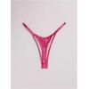 image:imageOYOANGLE Womens Metallic Thong Bikini Bottom Low Rise Cheeky Swim Bottoms BeachwearHot Pink