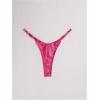 image:imageOYOANGLE Womens Metallic Thong Bikini Bottom Low Rise Cheeky Swim Bottoms BeachwearHot Pink