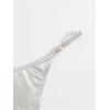 image:imageOYOANGLE Womens Metallic Thong Bikini Bottom Low Rise Cheeky Swim Bottoms BeachwearLight Silver