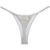image:imageOYOANGLE Womens Metallic Thong Bikini Bottom Low Rise Cheeky Swim Bottoms BeachwearLight Silver