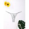 image:imageOYOANGLE Womens Metallic Thong Bikini Bottom Low Rise Cheeky Swim Bottoms BeachwearSilver