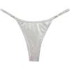 image:imageOYOANGLE Womens Metallic Thong Bikini Bottom Low Rise Cheeky Swim Bottoms BeachwearLight Silver