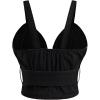 image:imageOYOANGLE Womens Plus Size Corset Denim Tank Top Y2K V Neck Zip Up Belted Jean Crop Tops StreetwearBlack