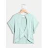 image:imageOYOANGLE Womens Plus Size Dolman Sleeve Cut Out Back T Shirt Top Stitching Crewneck Tee TopsMint Green