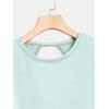 image:imageOYOANGLE Womens Plus Size Dolman Sleeve Cut Out Back T Shirt Top Stitching Crewneck Tee TopsMint Green