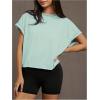 image:imageOYOANGLE Womens Plus Size Dolman Sleeve Cut Out Back T Shirt Top Stitching Crewneck Tee TopsMint Green