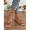image:imageOYOANGLE Womens Braided Strap Flip Flop Thong Sandals Open Toe Slider Sandal Beach Vacation ShoesKhaki