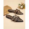 image:imageOYOANGLE Womens Leather Leopard Print Sandals Pointed Toe Slip On Flat Sandals Y2K Casual Trendy Slide ShoesMulticolor