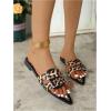 image:imageOYOANGLE Womens Leather Leopard Print Sandals Pointed Toe Slip On Flat Sandals Y2K Casual Trendy Slide ShoesMulticolor