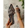 image:imageOYOANGLE Womens Leather Leopard Print Sandals Pointed Toe Slip On Flat Sandals Y2K Casual Trendy Slide ShoesMulticolor