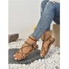 image:imageOYOANGLE Womens Leopard Print Flat Sandals Braided Criss Cross Strappy Open Toe Vacation Casual SandalBrown and Black