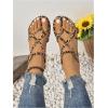 image:imageOYOANGLE Womens Leopard Print Flat Sandals Braided Criss Cross Strappy Open Toe Vacation Casual SandalBrown and Black