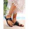 image:imageOYOANGLE Womens Metal Toe Ring Slide Sandals Open Toe Summer Dressy Slip on Flat SandalBlack
