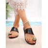 image:imageOYOANGLE Womens Metal Toe Ring Slide Sandals Open Toe Summer Dressy Slip on Flat SandalBlack