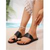 image:imageOYOANGLE Womens Metal Toe Ring Slide Sandals Open Toe Summer Dressy Slip on Flat SandalBlack