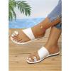 image:imageOYOANGLE Womens Metal Toe Ring Slide Sandals Open Toe Summer Dressy Slip on Flat SandalWhite