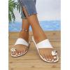 image:imageOYOANGLE Womens Metal Toe Ring Slide Sandals Open Toe Summer Dressy Slip on Flat SandalWhite