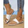 image:imageOYOANGLE Womens Metal Toe Ring Slide Sandals Open Toe Summer Dressy Slip on Flat SandalWhite