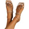 image:imageOYOANGLE Womens Strappy Slip on Open Toe Slide Sandals Squared Slippers Flat SandalsKhaki