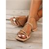 image:imageOYOANGLE Womens Strappy Slip on Open Toe Slide Sandals Squared Slippers Flat SandalsKhaki