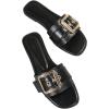 image:imageOYOANGLE Womens Summer Dressy Slide Sandals Buckle Single Band Slip on Leather Flat SandalBlack