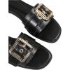 image:imageOYOANGLE Womens Summer Dressy Slide Sandals Buckle Single Band Slip on Leather Flat SandalBlack