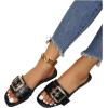 image:imageOYOANGLE Womens Summer Dressy Slide Sandals Buckle Single Band Slip on Leather Flat SandalBlack