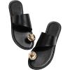 image:imageOYOANGLE Womens Metal Toe Ring Slide Sandals Open Toe Summer Dressy Slip on Flat SandalBlack
