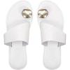image:imageOYOANGLE Womens Metal Toe Ring Slide Sandals Open Toe Summer Dressy Slip on Flat SandalWhite