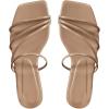 image:imageOYOANGLE Womens Strappy Slip on Open Toe Slide Sandals Squared Slippers Flat SandalsKhaki