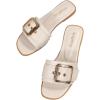 image:imageOYOANGLE Womens Summer Dressy Slide Sandals Buckle Single Band Slip on Leather Flat SandalBeige