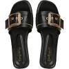 image:imageOYOANGLE Womens Summer Dressy Slide Sandals Buckle Single Band Slip on Leather Flat SandalBlack