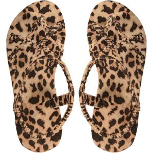 image:imageOYOANGLE Womens Leopard Print Flat Sandals Braided Criss Cross Strappy Open Toe Vacation Casual SandalBrown and Black