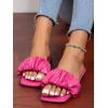 image:imageOYOANGLE Womens Leather Square Toe Sandals Ruched Single Band Outdoor Casual Flat SlippersHot Pink